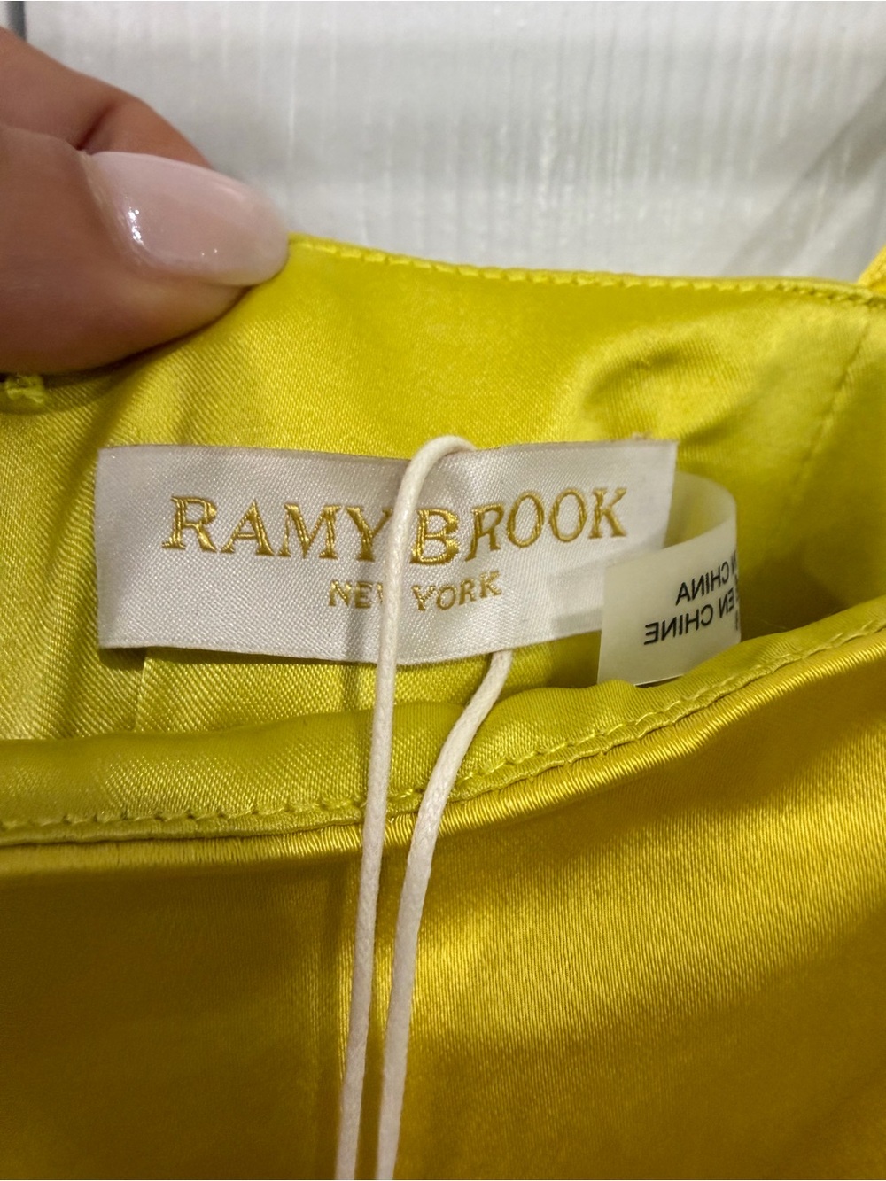 Ramy Brook Yellow & Light Blue Satin Colorblock Midi Skirt - Picture 5 of 9